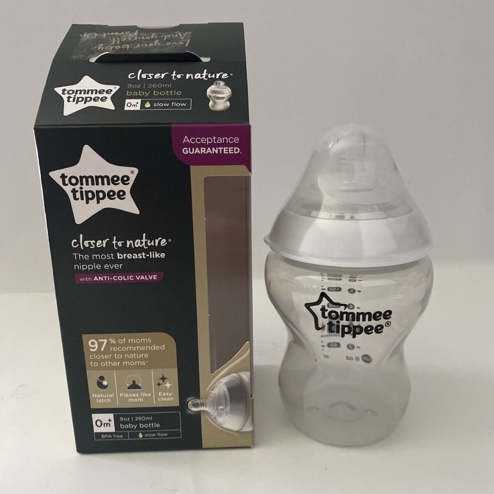 Tommee Tippee Closer to Nature 9oz Baby Bottle with Anti-Colic Valve -NEW-